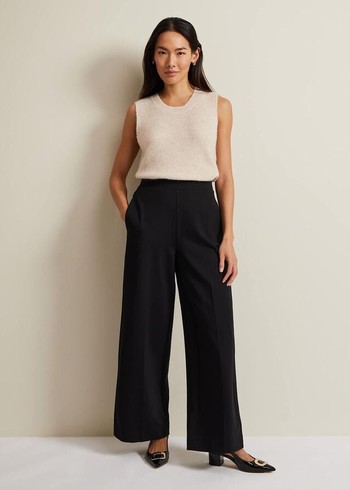 Phase Eight Mila Ponte Wide Legs Trousers Black Canada | NKUWLT-125